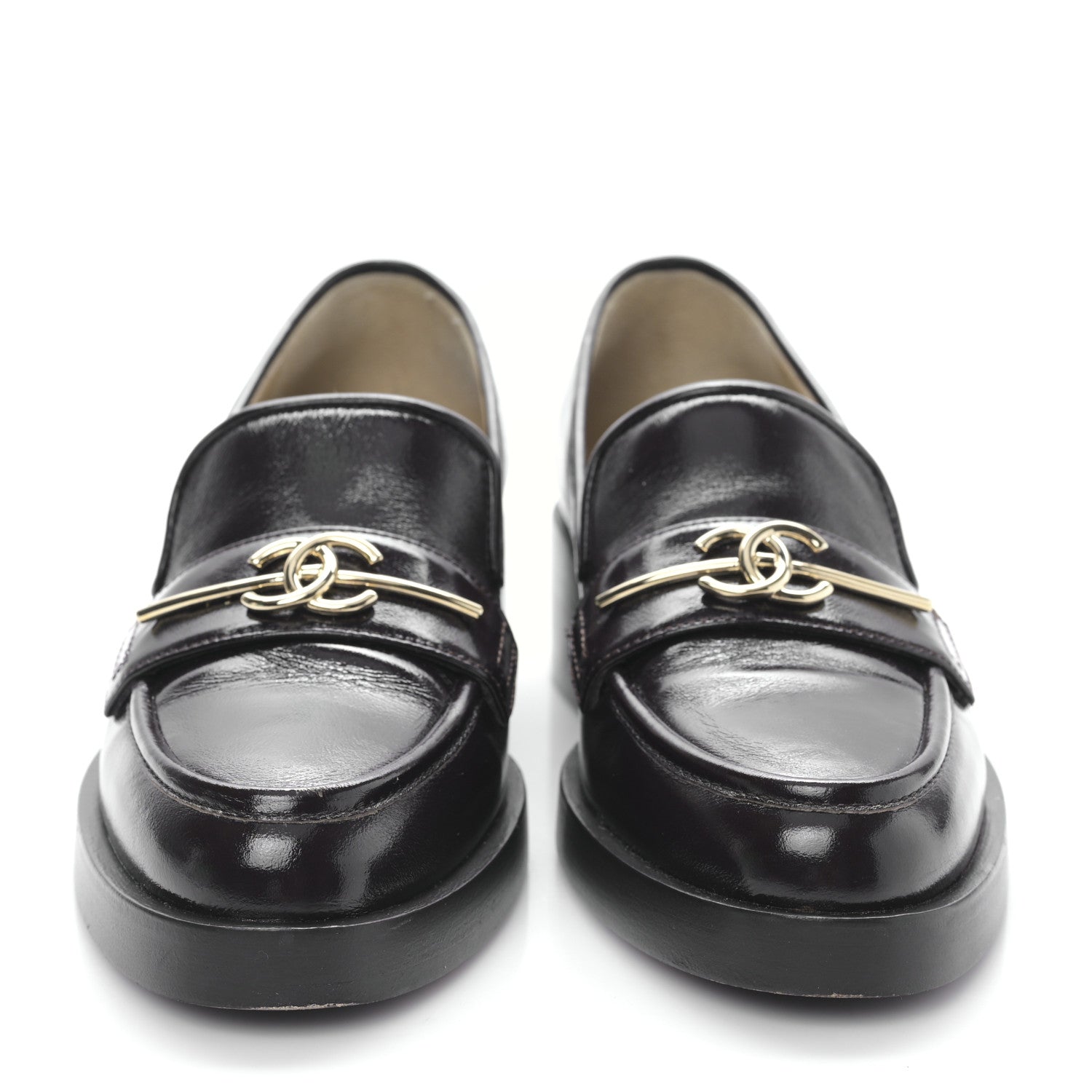 Chanel Calfskin Metal CC Mocassin Loafers 36 Dark Brown 2 of 8