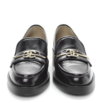 Chanel Calfskin Metal CC Mocassin Loafers 36 Dark Brown 2 of 8