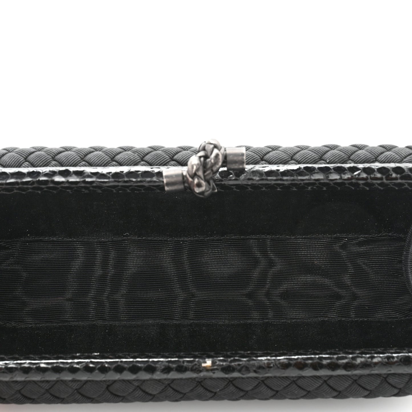 Satin Ayers Intreccio Impero Stretch Knot Clutch Black