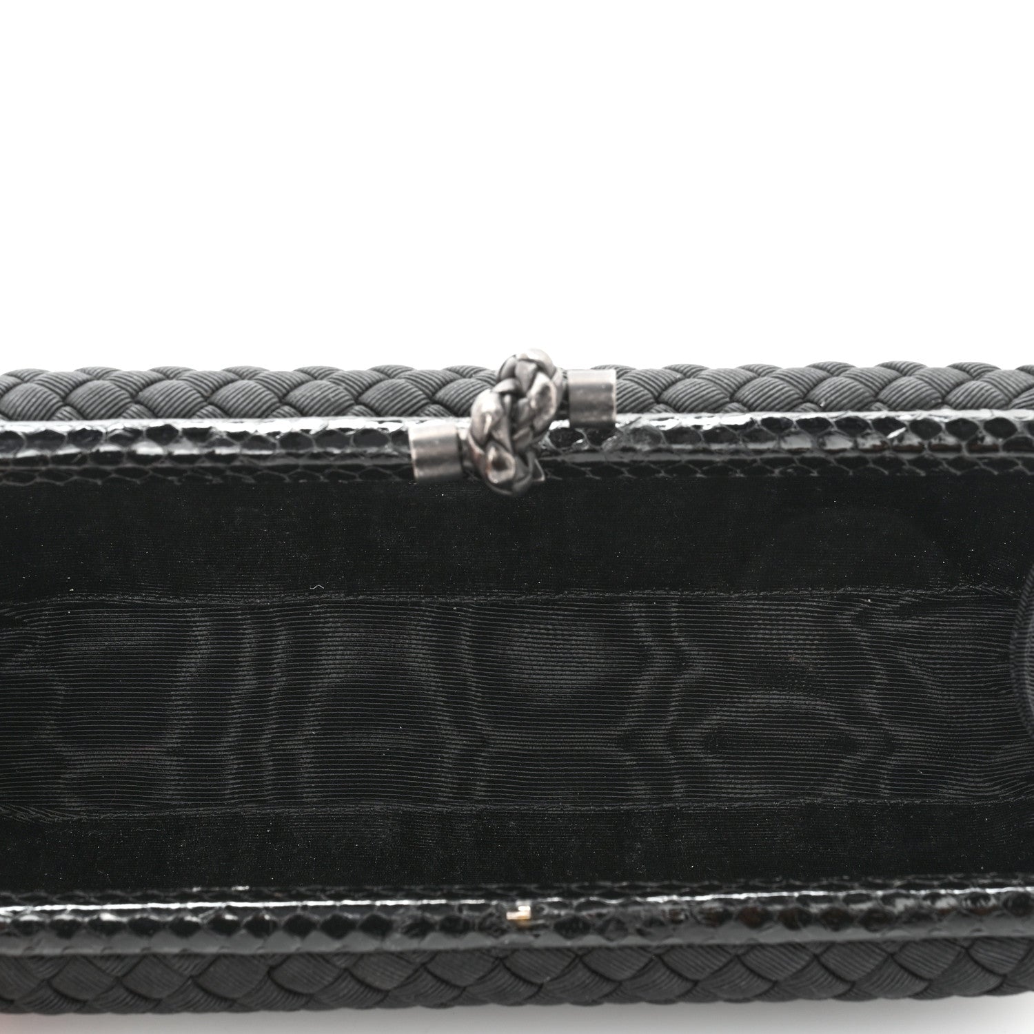 Bottega Veneta Satin Ayers Intreccio Impero Stretch Knot Clutch Black 5 of 9