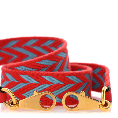 Hermes Toile Swift 25mm Sangle ZigZag Shoulder Strap Rouge de Coeur Bleu du Nord 3 of 6