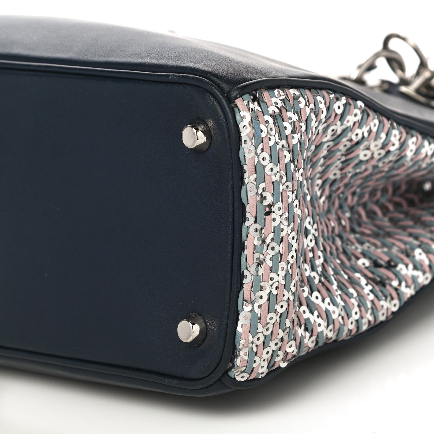 Christian Dior Smooth Calfskin Medium Embellished Diorissimo Bag Navy Multicolor 11 of 11