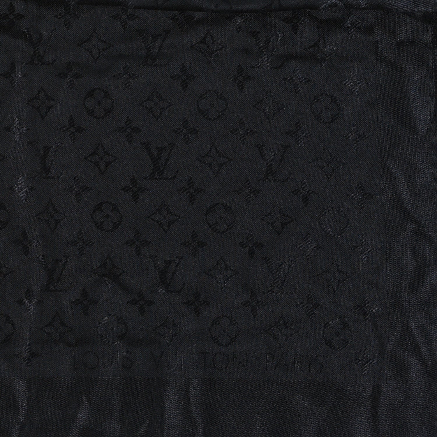 Louis Vuitton Silk Wool Monogram Shawl Black 2 of 4