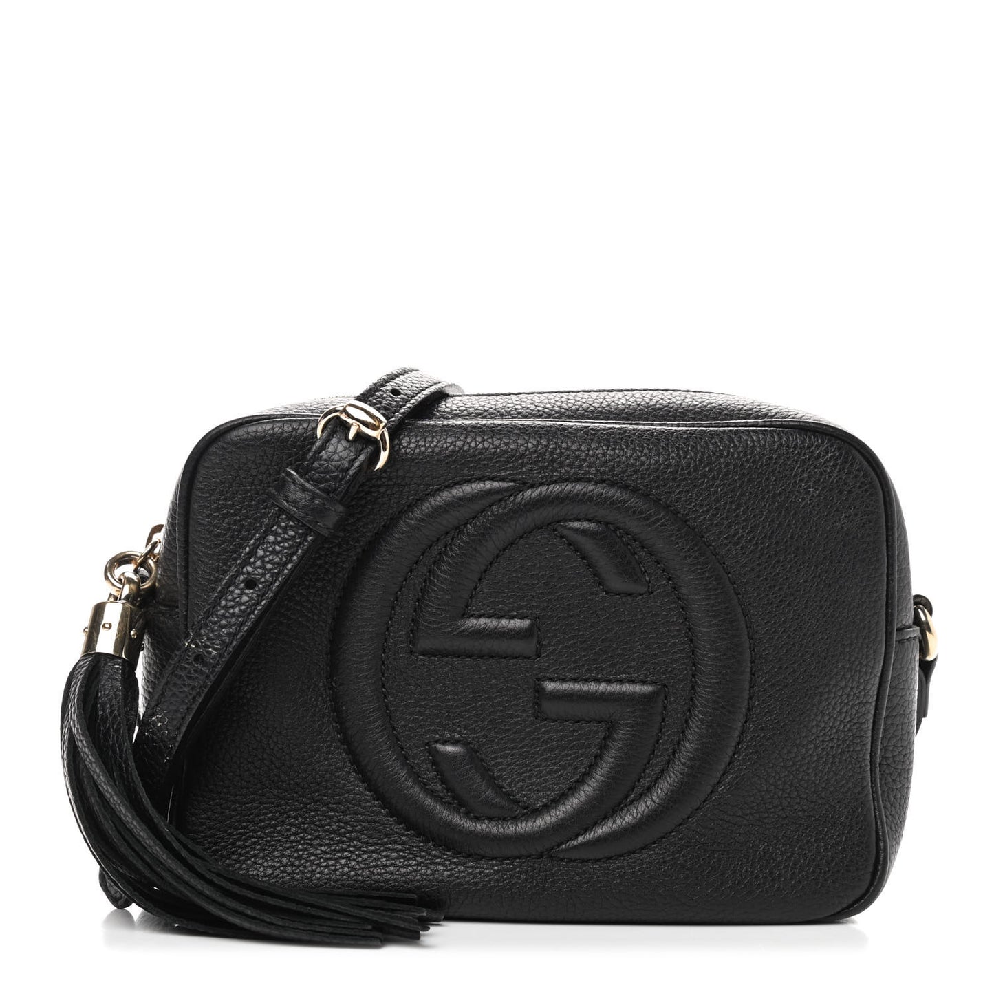 Pebbled Calfskin Small Soho Disco Bag Black