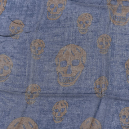 Alexander McQueen Modal Silk Skull Scarf Blue Khaki 2 of 4
