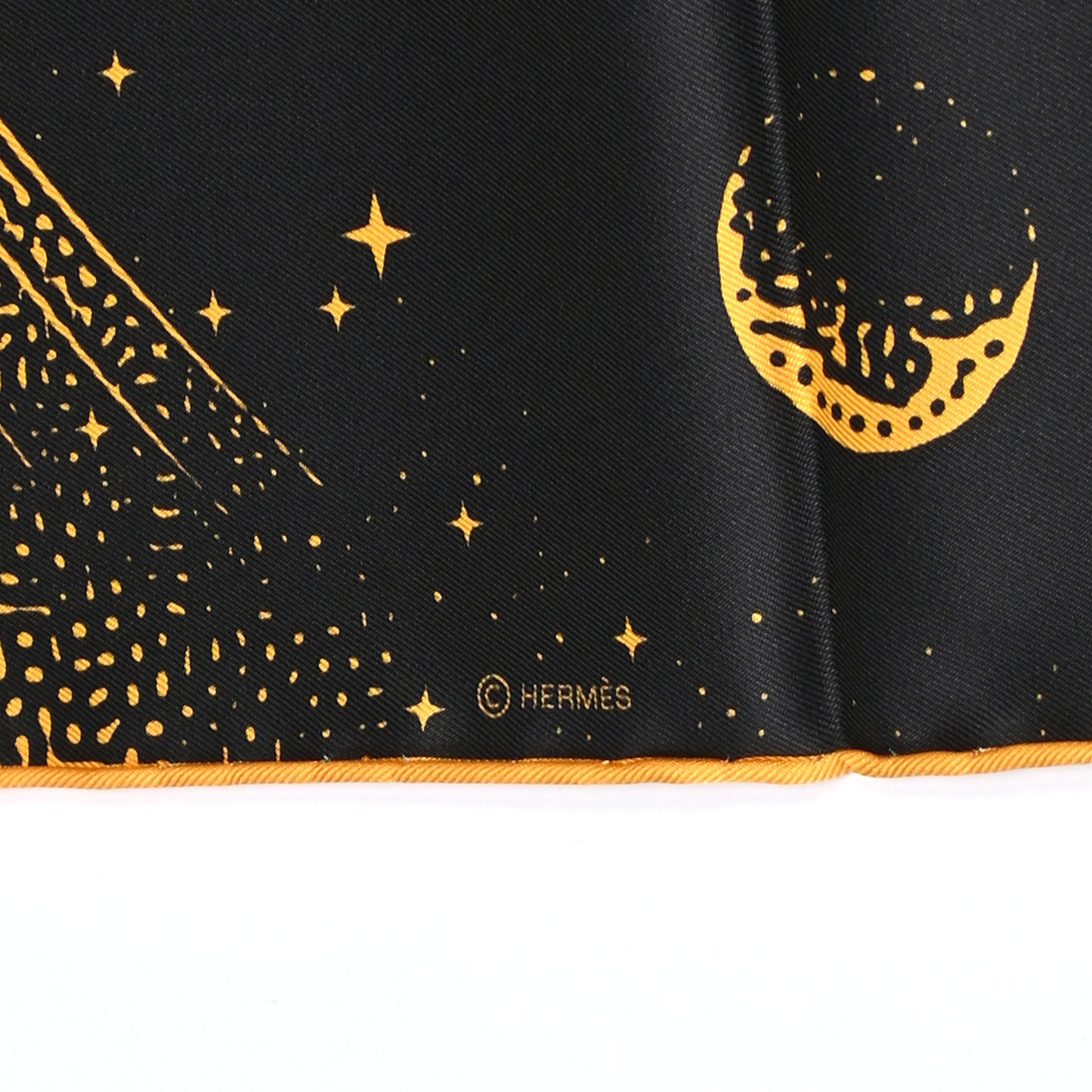 Silk Clair De Lune Double Face Scarf 90 Black Jaune D'Or Bleu