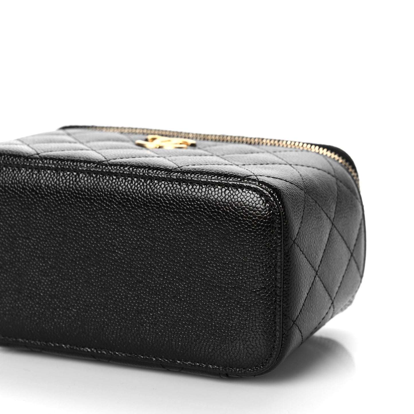 Shiny Caviar Quilted Pick Me Up Vanity Case Black