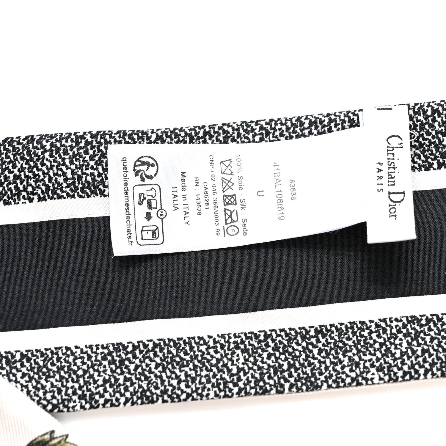Christian Dior Silk Twill D-Floral Mitzah Scarf Black White Multicolor 3 of 4