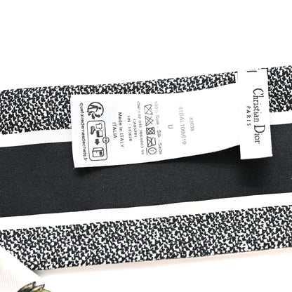 Christian Dior Silk Twill D-Floral Mitzah Scarf Black White Multicolor 3 of 4