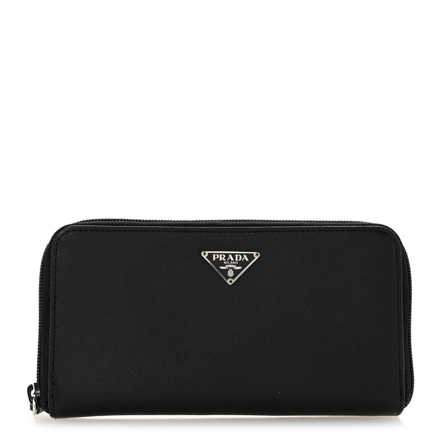 Saffiano Triangle Zip Around Wallet Black