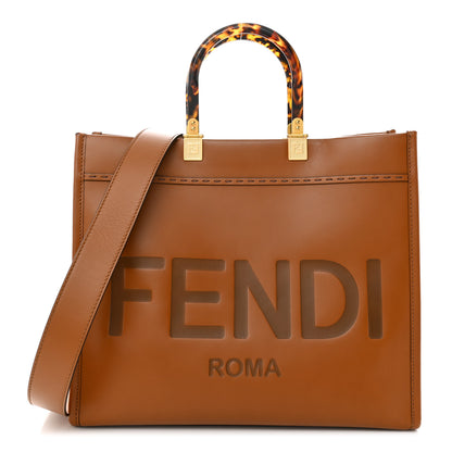 Fendi Vitello King Plexiglass Medium Fendi Sunshine Shopper Tote Cuoio 1 of 15