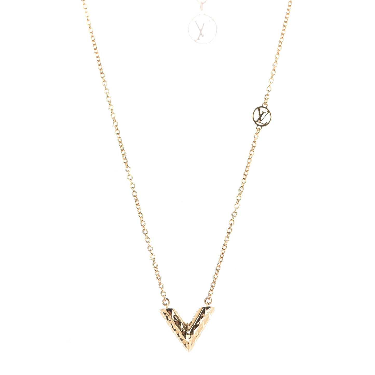 Essential V Guilloche Necklace Gold