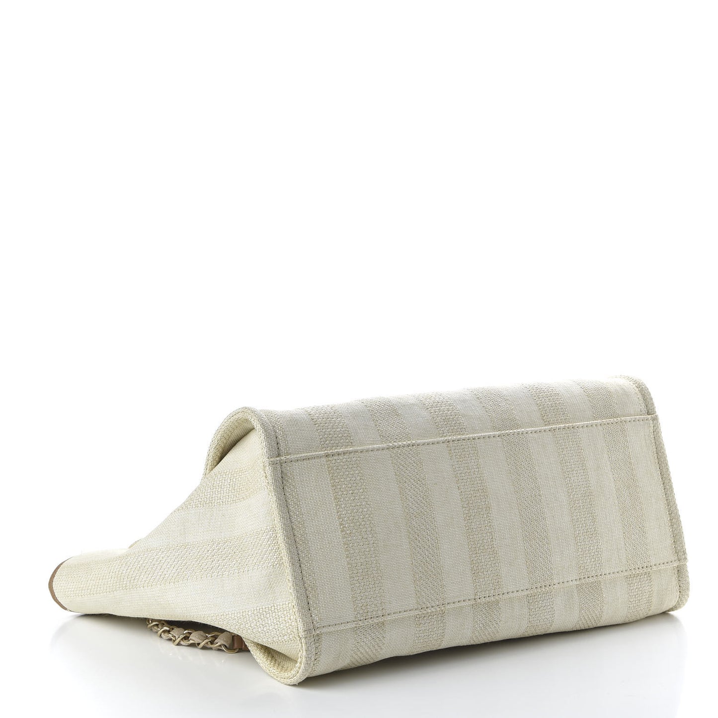 Mixed Fibers Striped Medium Deauville Tote Beige