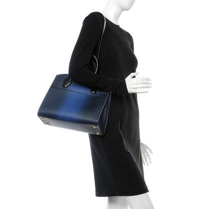 Louis Vuitton Calfskin Shadow City Steamer MM Blue 2 of 7
