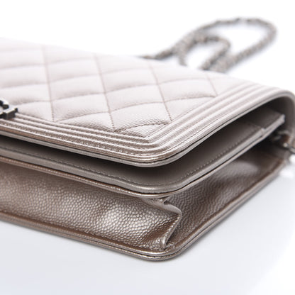 Chanel Metallic Caviar Quilted Boy Wallet On Chain WOC Copper 11 of 12