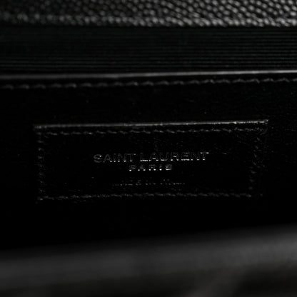 Saint Laurent Grain De Poudre Textured Mixed Matelasse Triquilt Medium Monogram Satchel Black 6 of 12
