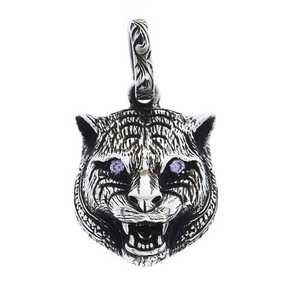 Gucci Sterling Silver Crystal Tiger Head Charm Pendant 1 of 4
