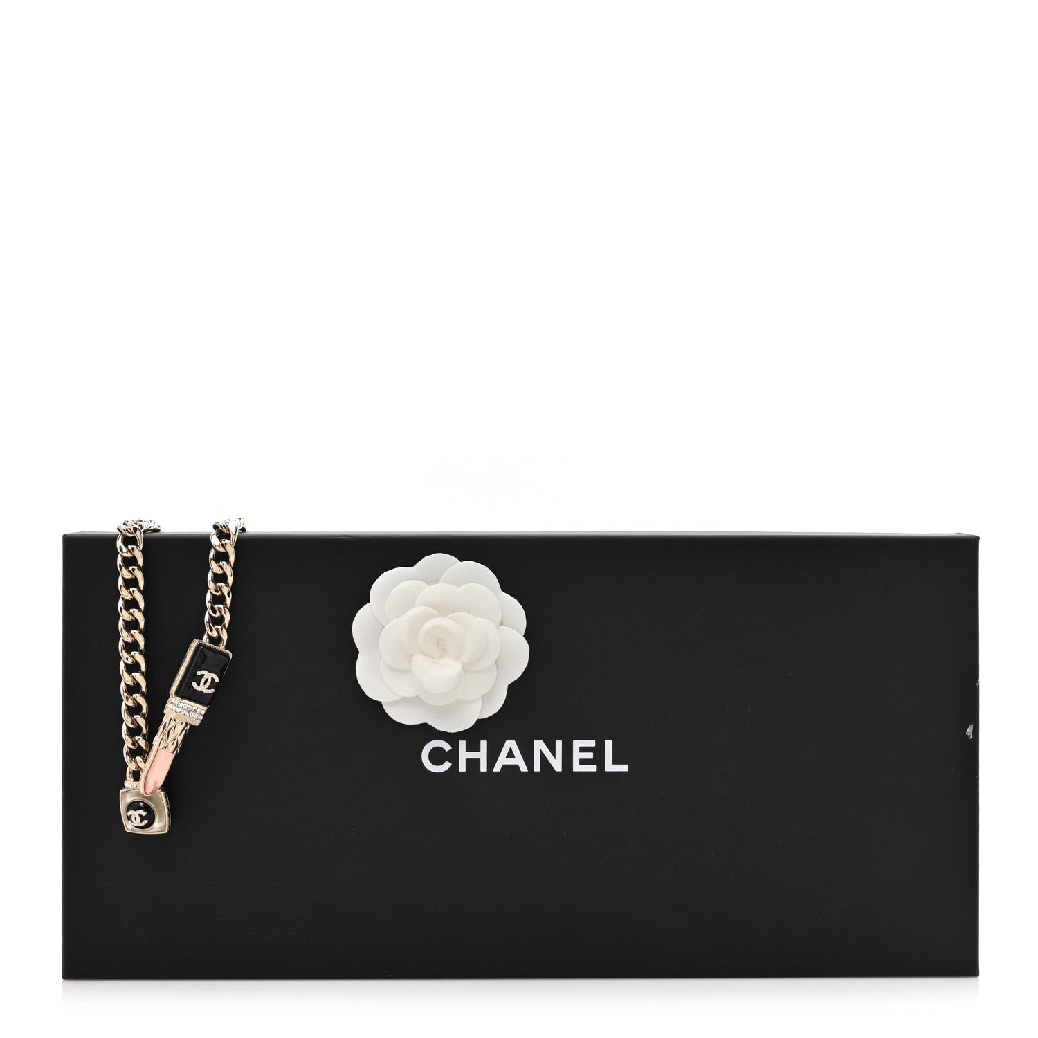 Chanel Metal Strass Pearl Lipstick Necklace Pink Gold 6 of 6
