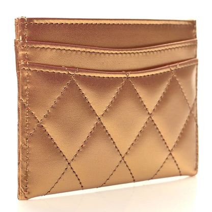 Chanel Metallic Lambskin Quilted CC Card Holder Golden 3 of 10