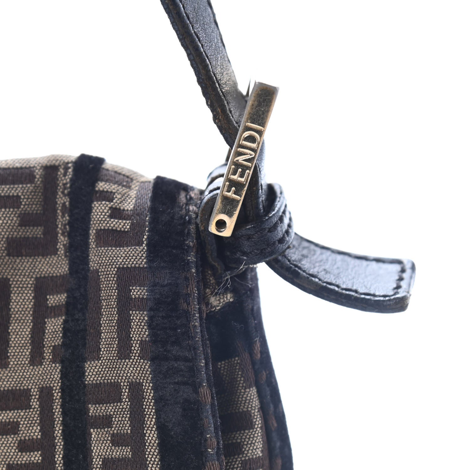 Fendi Zucchino Velvet Vitello Mama Baguette Mogano Panna Black 14 of 14