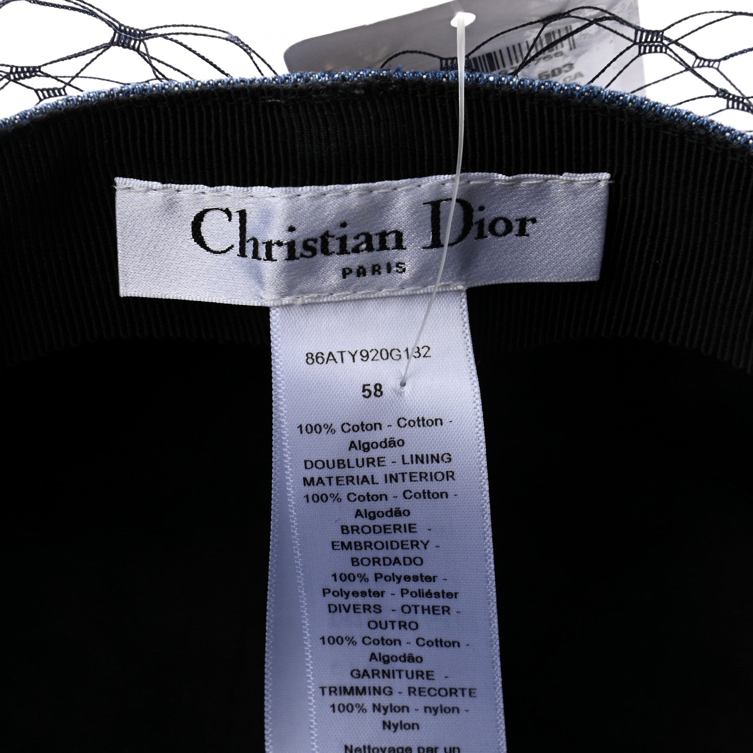 Christian Dior Denim Arty Veil Cap 58 Blue 9 of 9