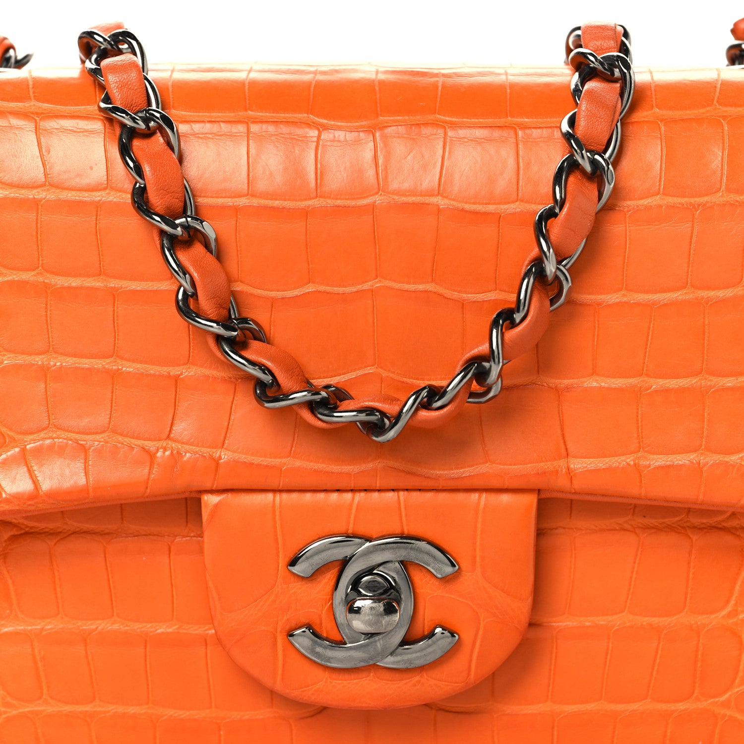 Chanel Alligator Mini Rectangular Flap Orange 8 of 10