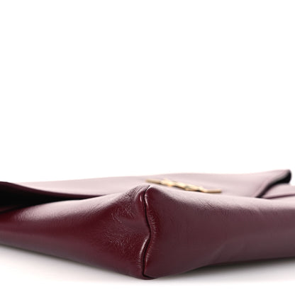 Saint Laurent Lambskin Large Cassandre Envelope Pouch Dark Ruby 9 of 12