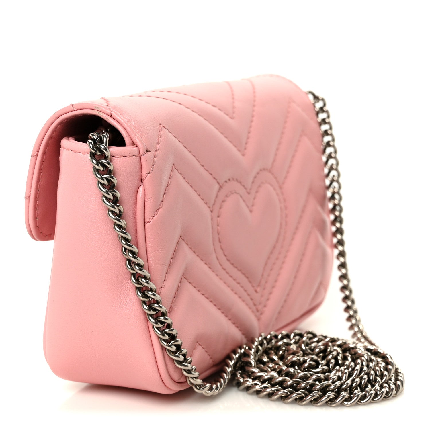 Gucci Calfskin Matelasse Super Mini GG Marmont Shoulder Bag Wild Rose 3 of 10