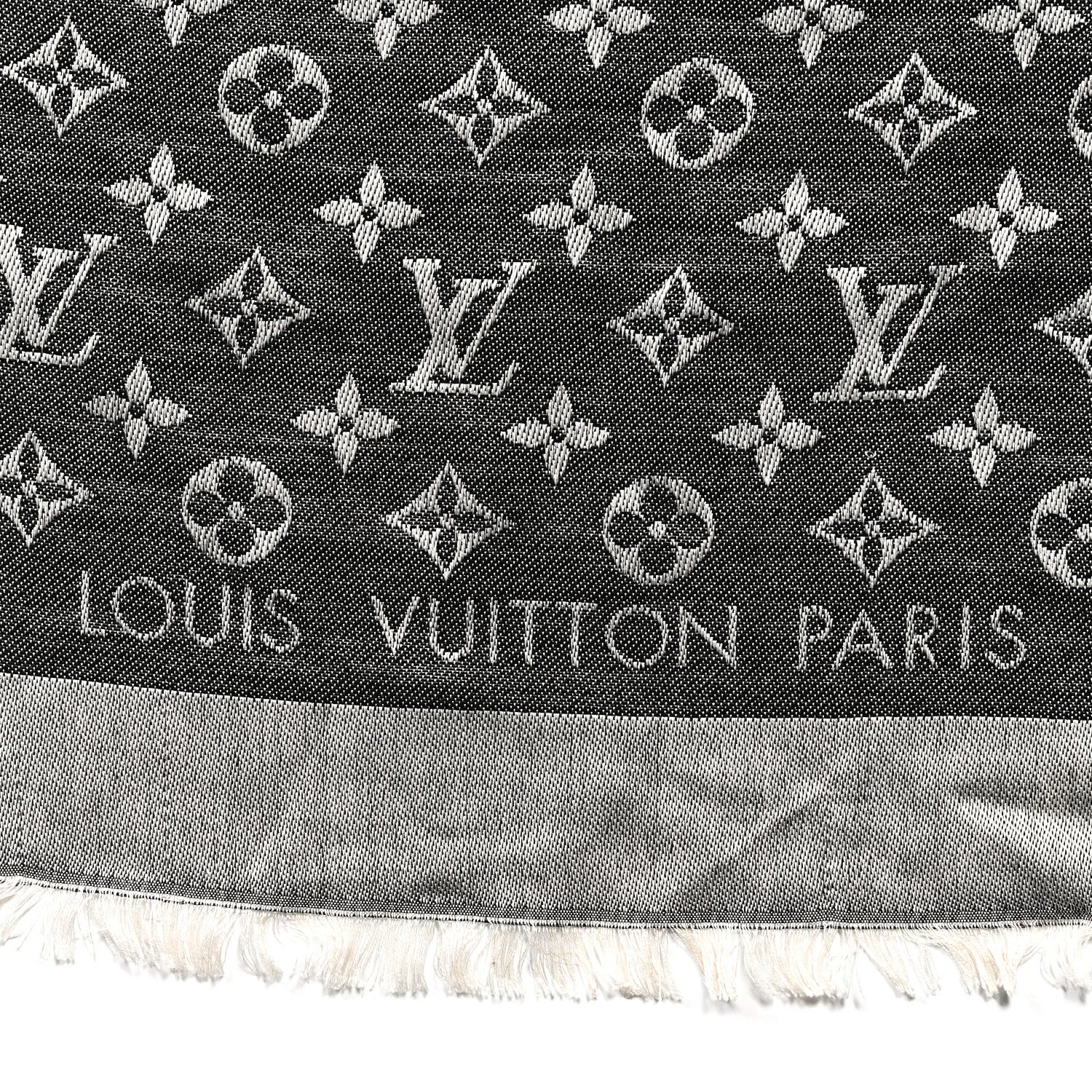 Louis Vuitton Silk Wool Monogram Denim Shawl Black 2 of 4