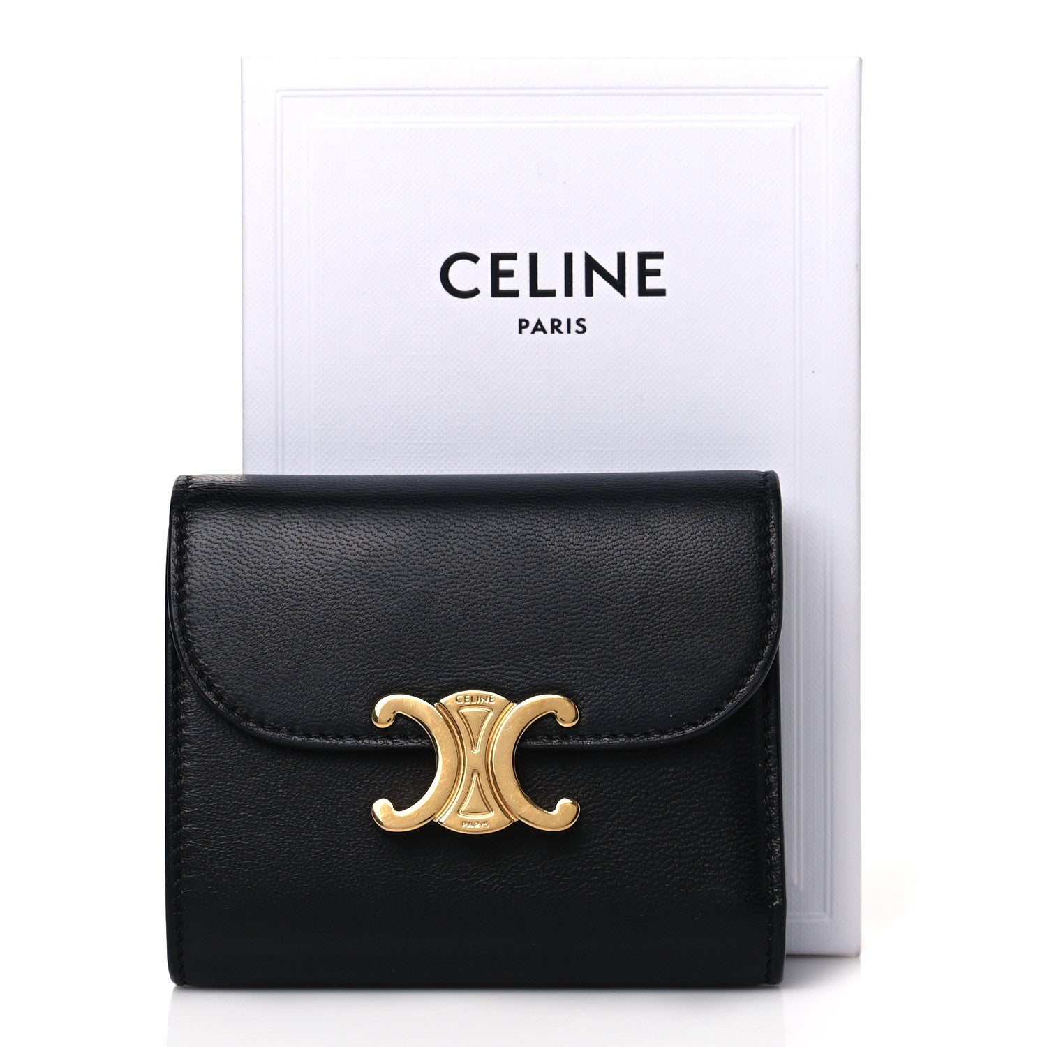 Celine Shiny Smooth Lambskin Small Triomphe Wallet Black 9 of 9