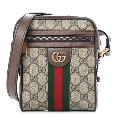 Gucci GG Supreme Monogram Web Mini Ophidia Messenger Brown 1 of 9