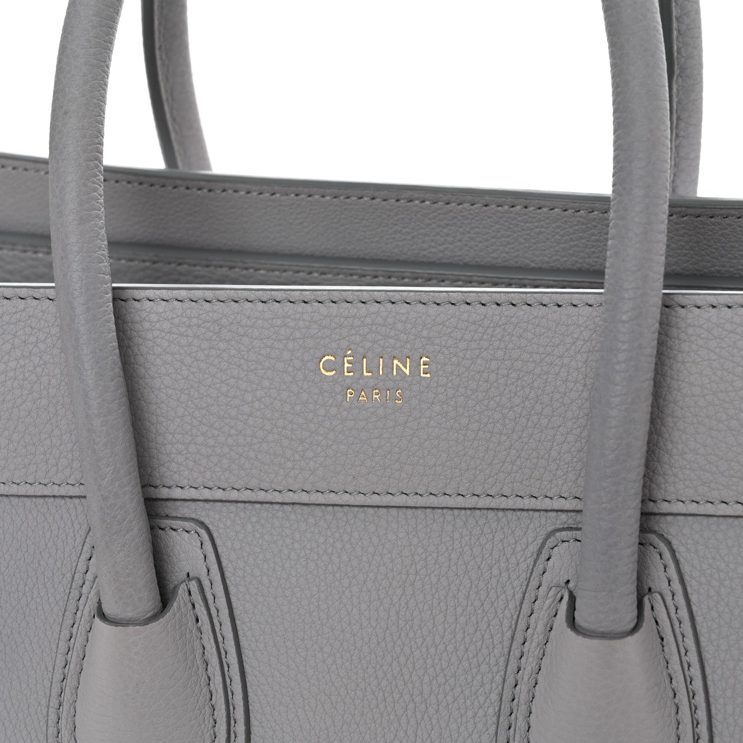 Celine Drummed Calfskin Micro Luggage Light Grey 4 of 11