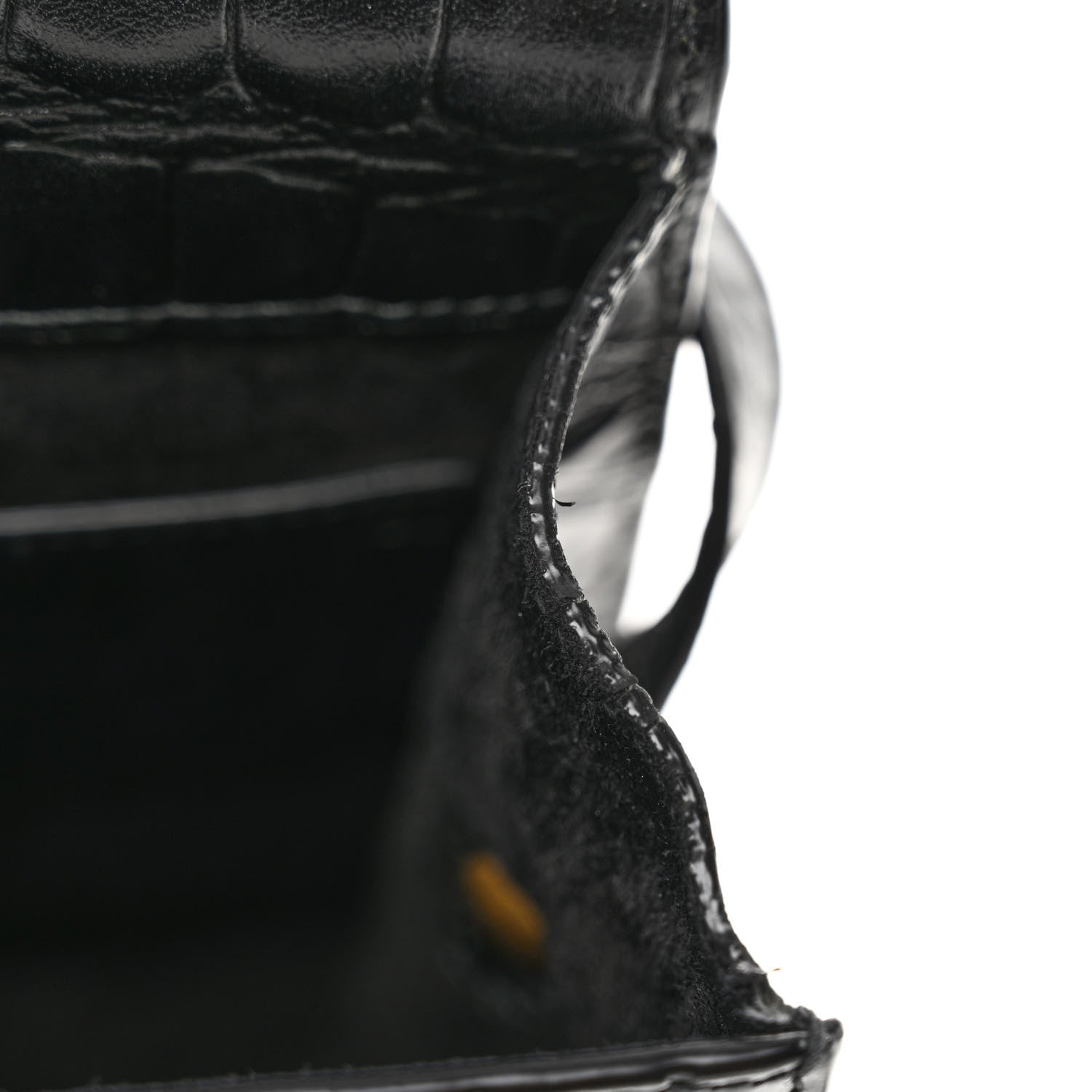 Saint Laurent Calfskin Embossed Crocodile North South Kaia Satchel Black 12 of 15