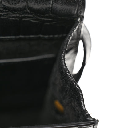 Saint Laurent Calfskin Embossed Crocodile North South Kaia Satchel Black 12 of 15