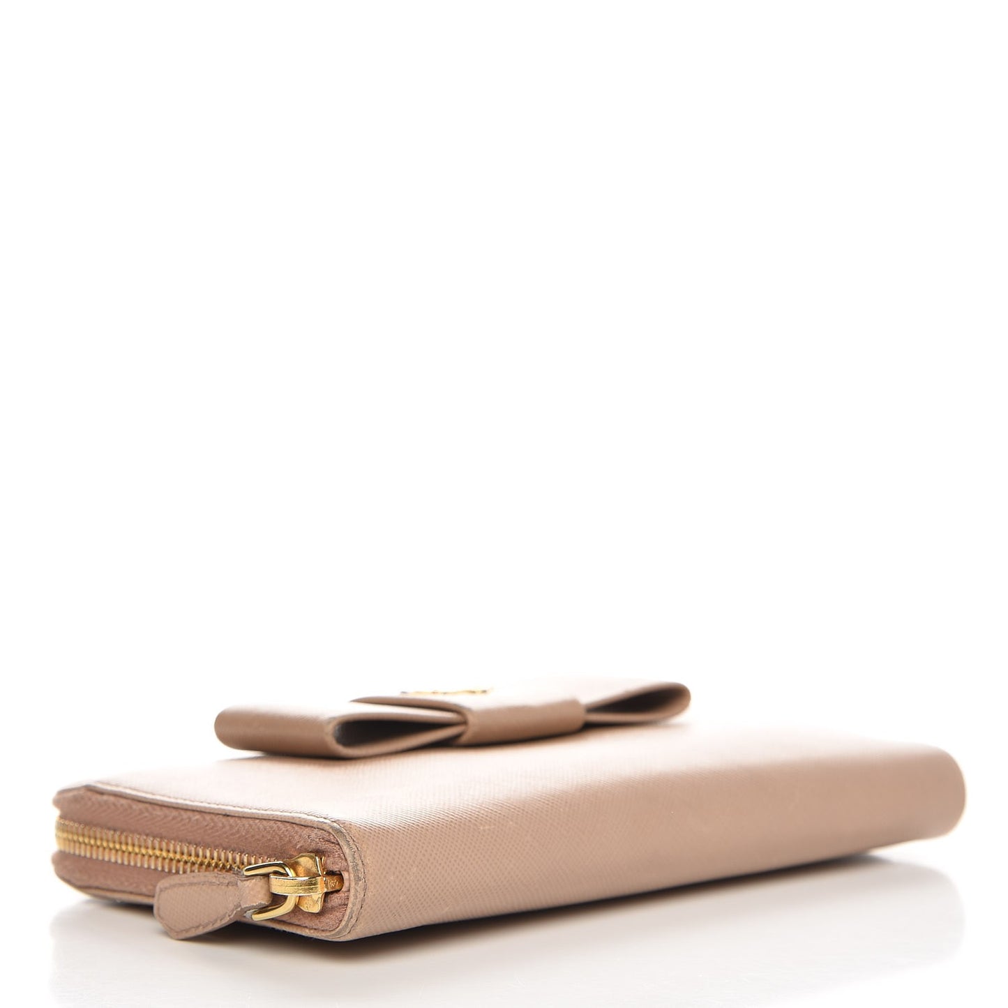 Saffiano Fiocco Bow Zip Around Wallet Cammeo