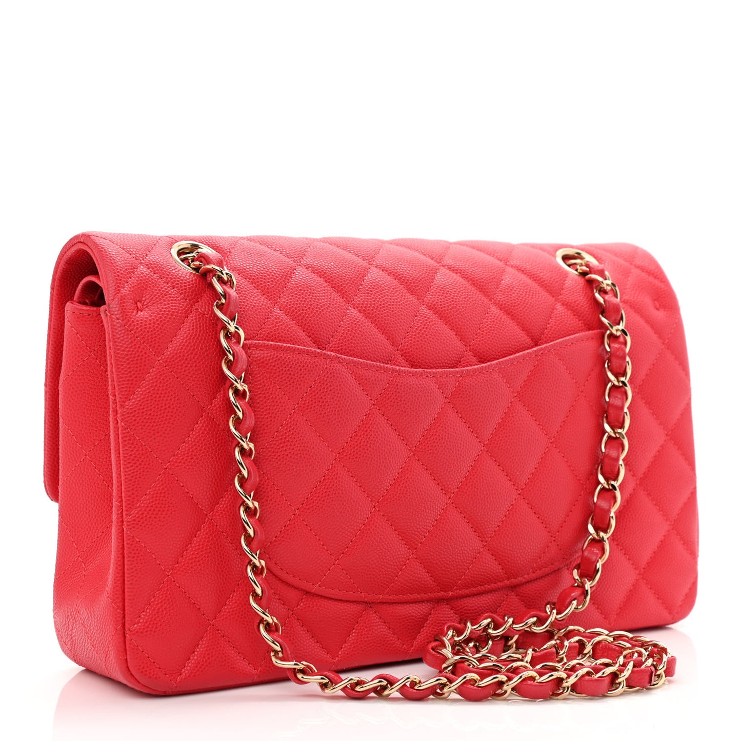 Caviar Quilted Medium Double Flap Red
