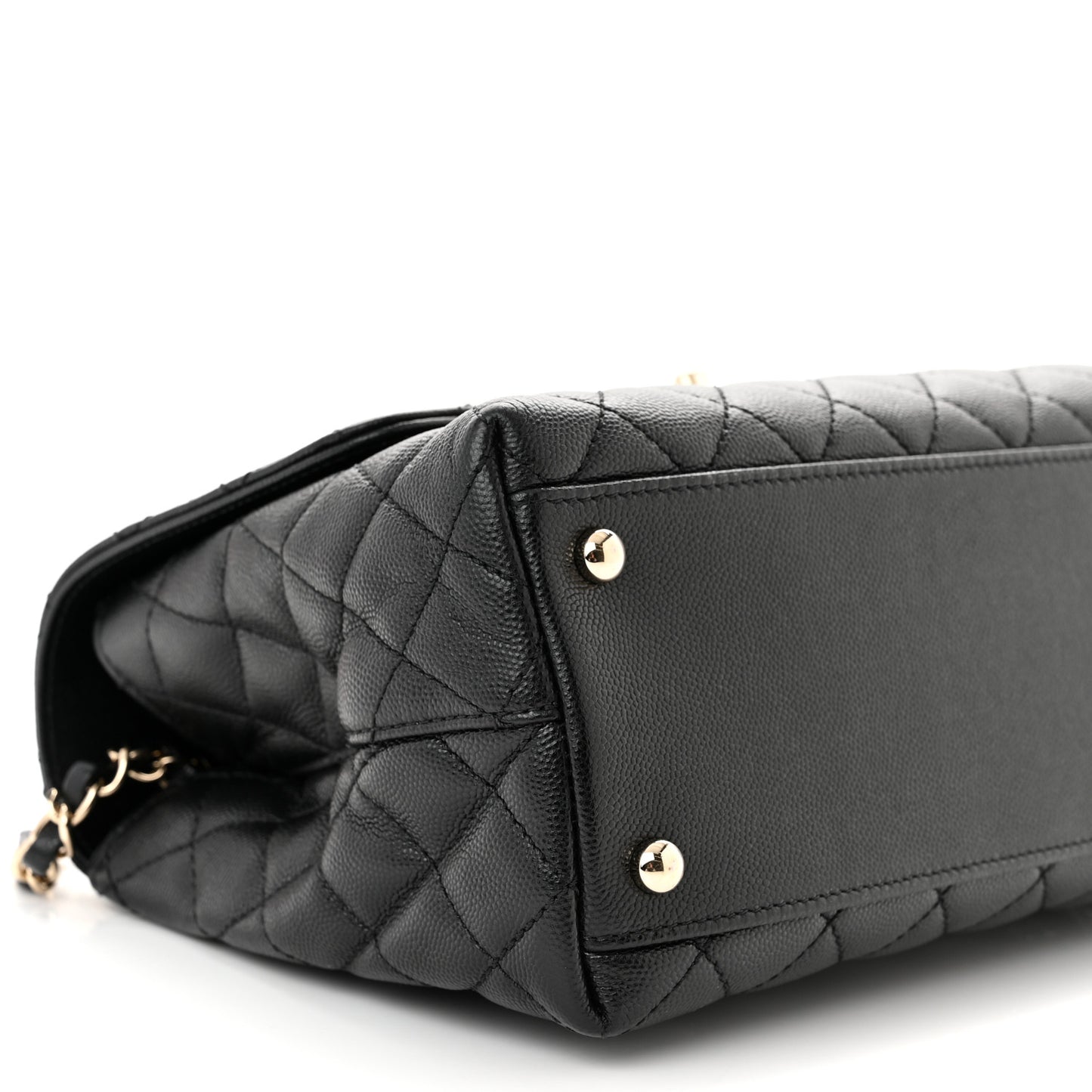 Caviar Quilted Small Coco Handle Flap Black