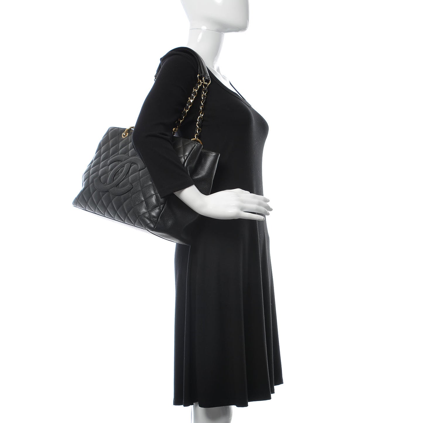 Caviar Quilted Grand Shopping Tote GST Black