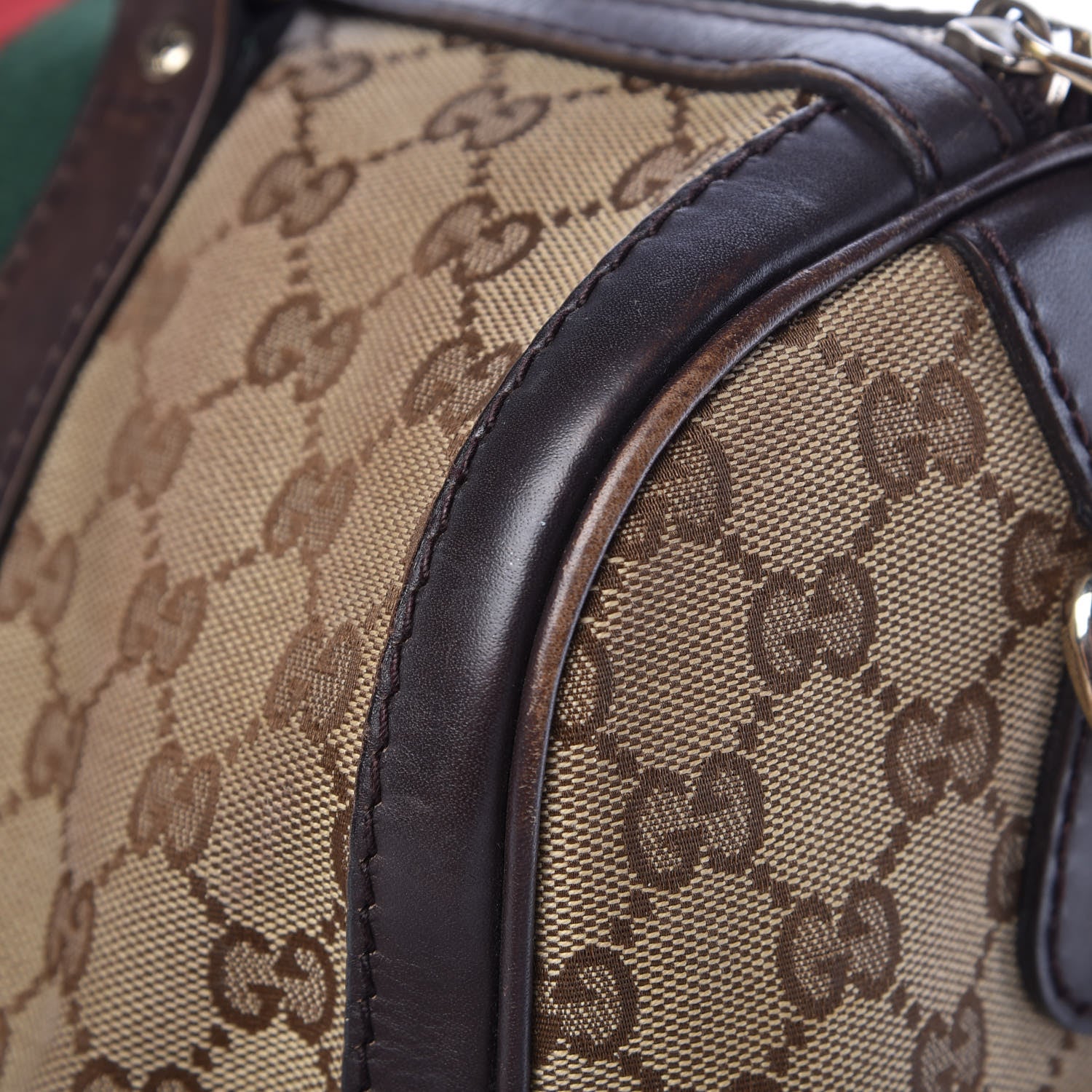 Gucci Monogram Vintage Web Medium Boston Dark Brown 16 of 20