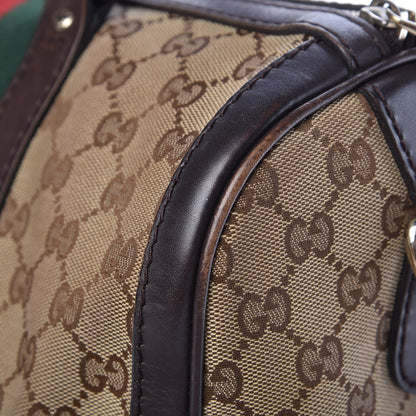 Gucci Monogram Vintage Web Medium Boston Dark Brown 16 of 20