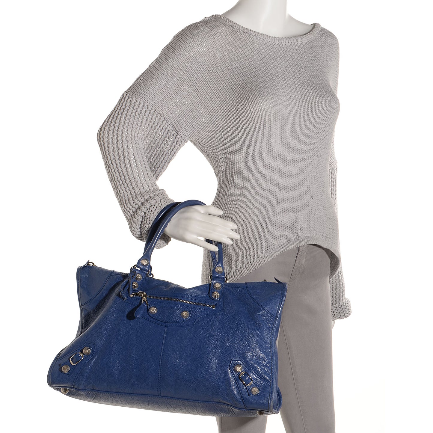 Agneau Giant 12 Silver Hardware Work Bleut Bleu Glacier