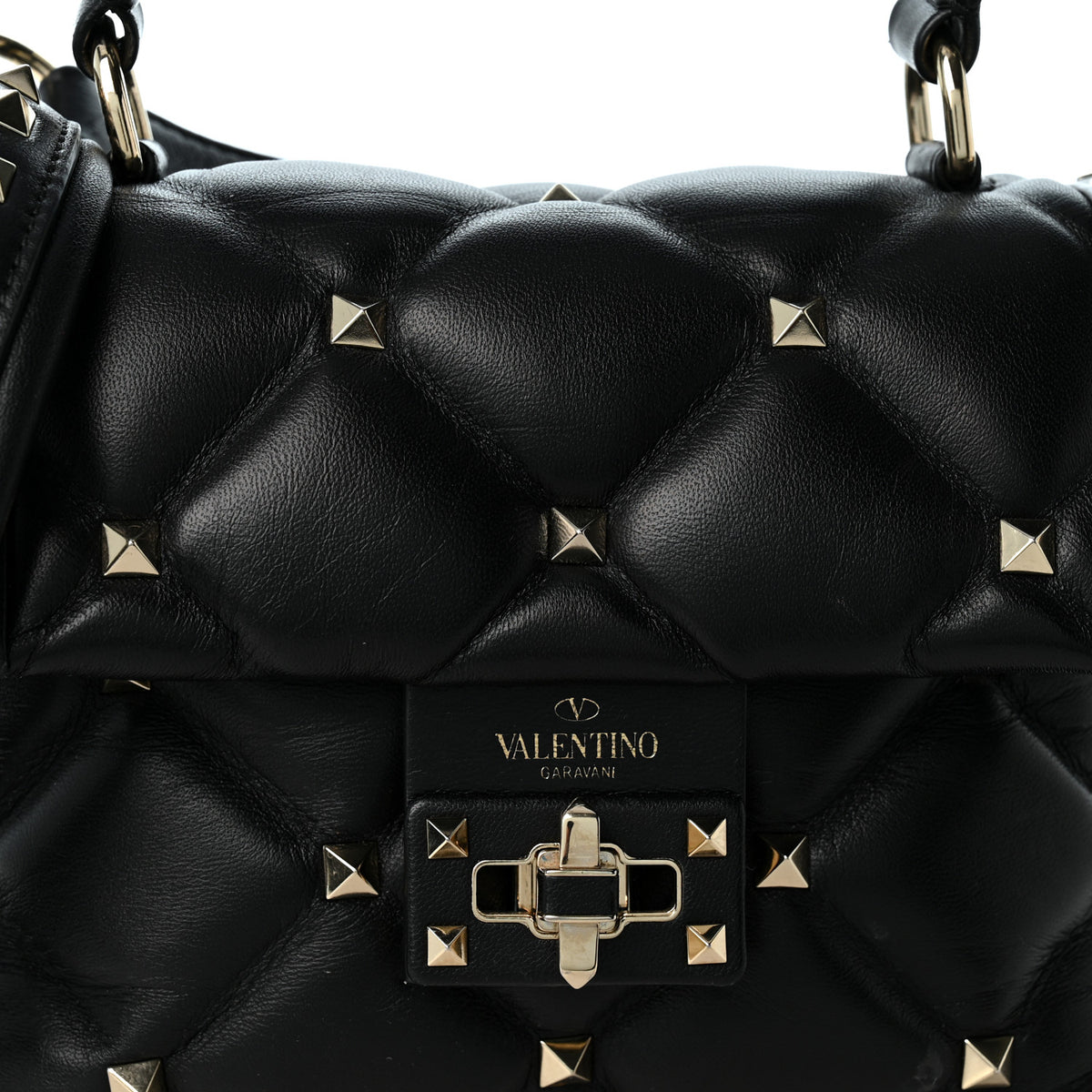 Nappa Mini Candystud Top Handle Bag Black