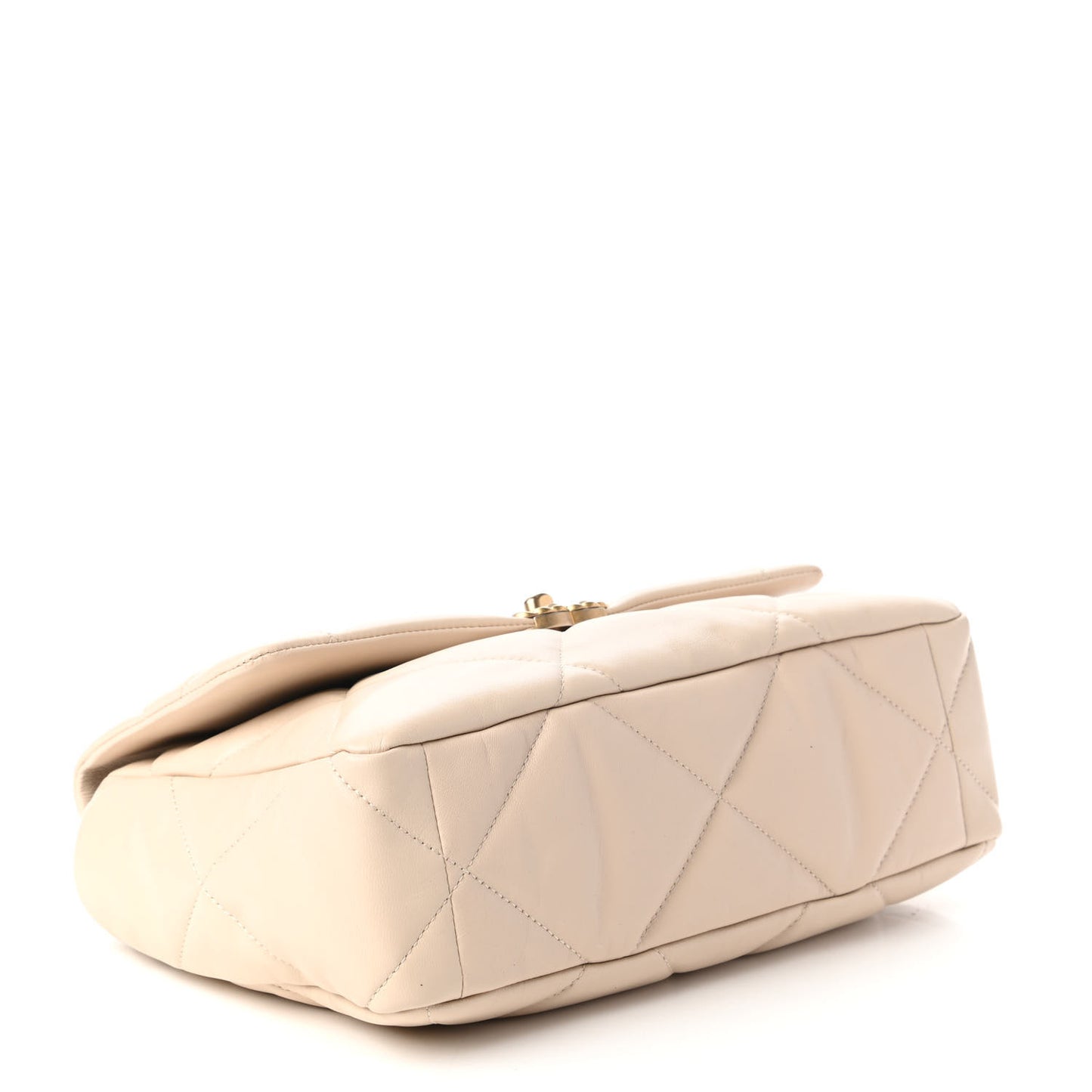 Goatskin Quilted Large Chanel 19 Flap Beige
