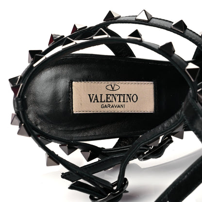 Valentino Garavani Crinkled Patent Rockstud Ankle Strap 65mm Pumps 36.5 Black 8 of 10