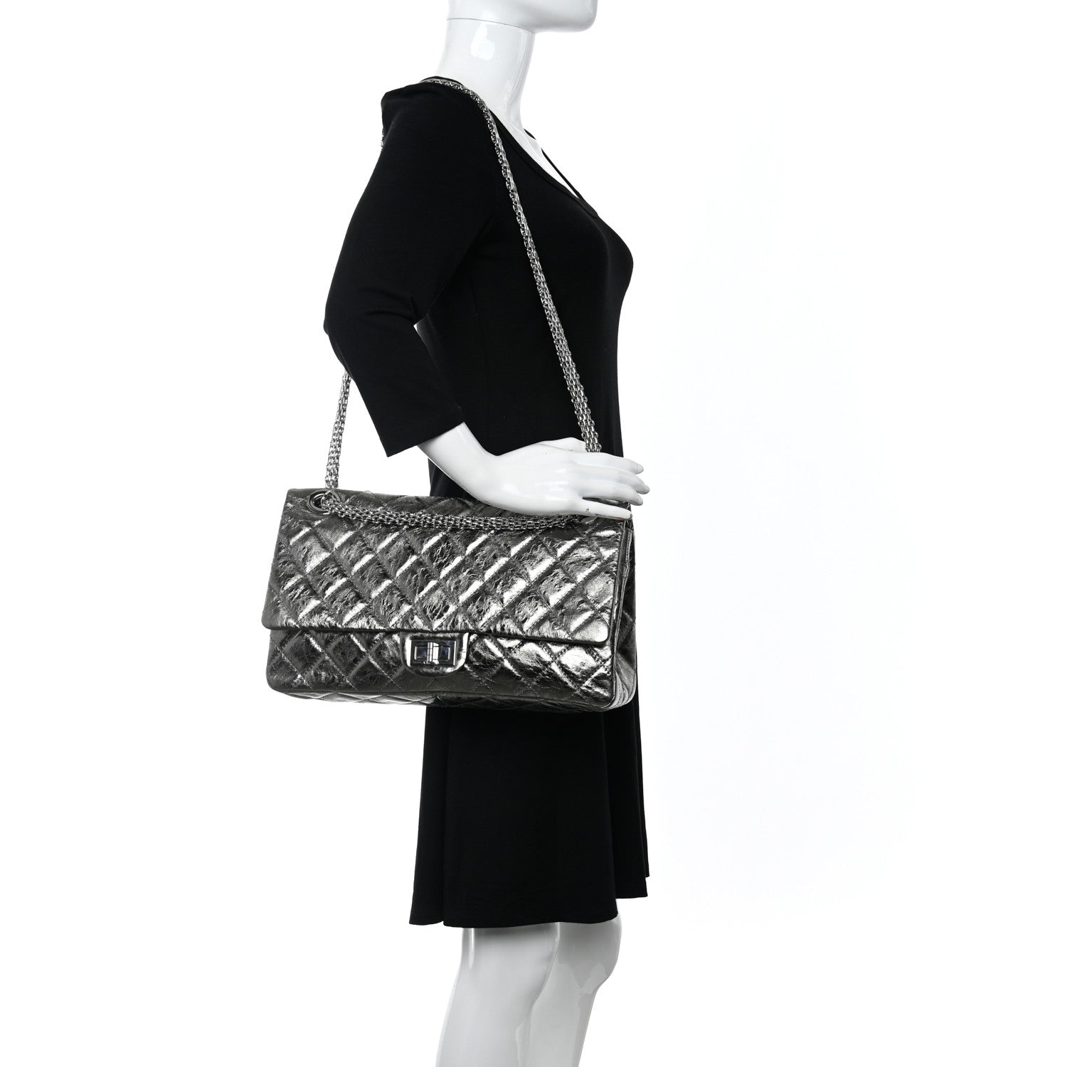 Chanel Metallic Aged Calfskin Quilted 2.55 Reissue 228 Flap Dark Green 2 of 9