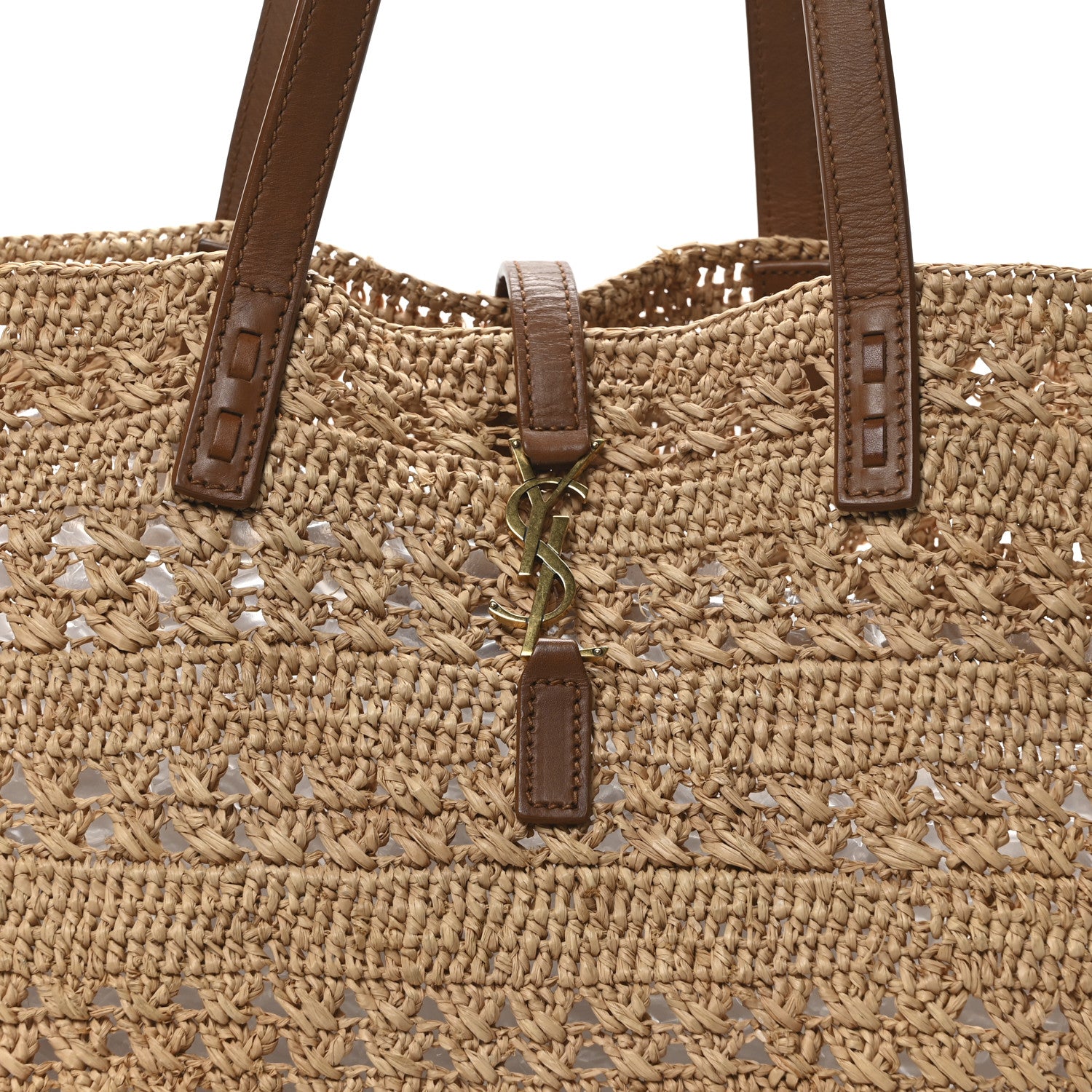 Saint Laurent Raffia Calfskin Medium Panier Tote Naturel 8 of 10