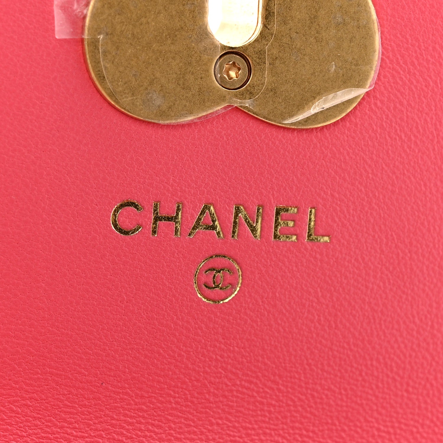 Chanel Lambskin Plexiglass Quilted Coco Love Clutch With Chain