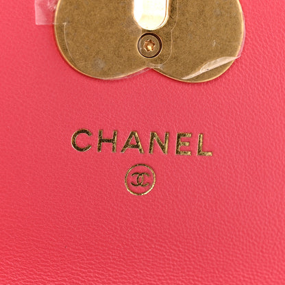 Chanel Lambskin Plexiglass Quilted Coco Love Clutch With Chain Pink 6 of 16