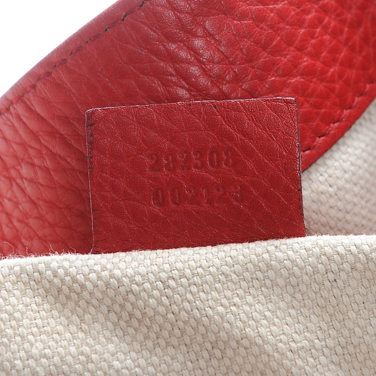 Gucci Pebbled Calfskin Large Soho Shoulder Bag Red 7 of 10