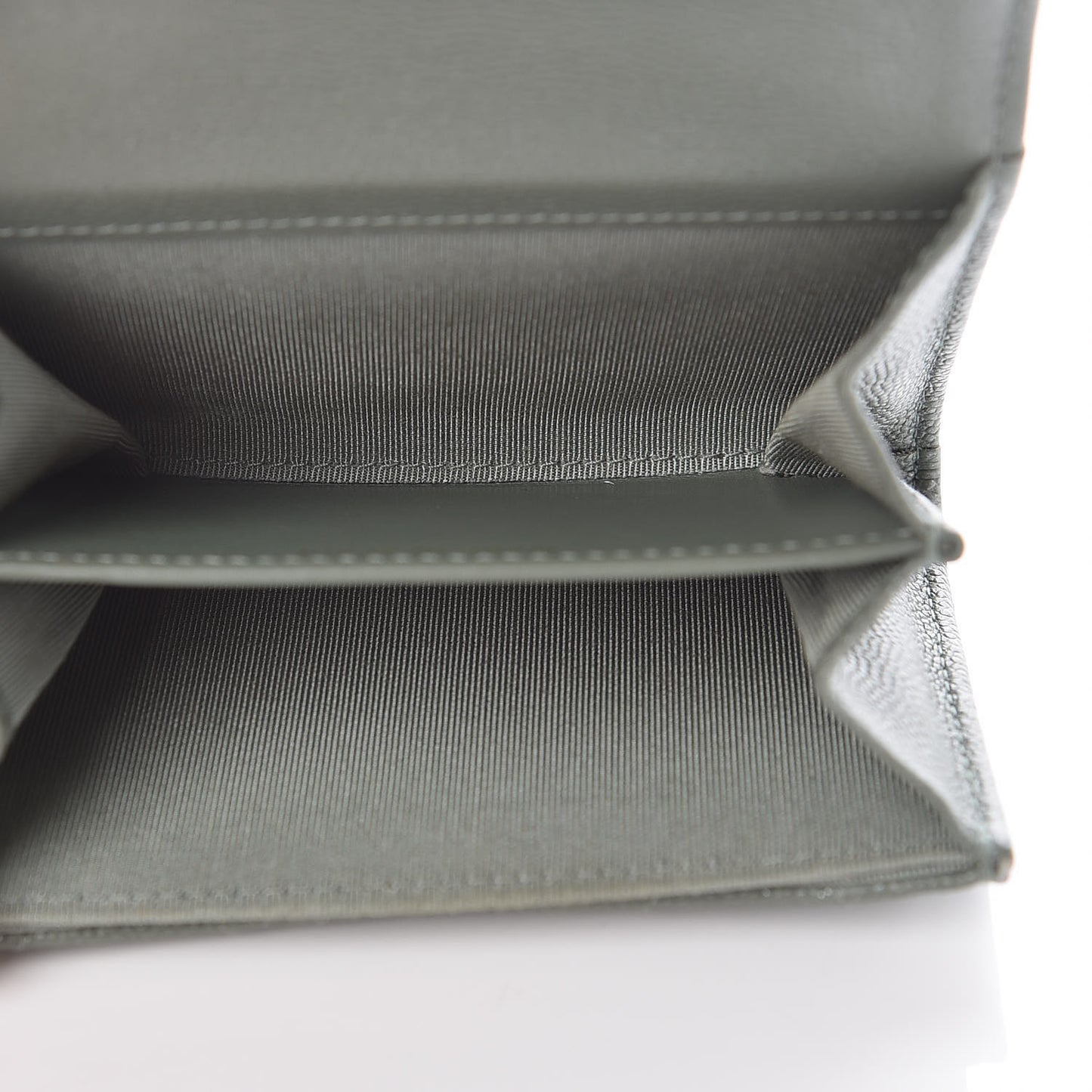 Iridescent Caviar Quilted Flap Card Holder Wallet Green